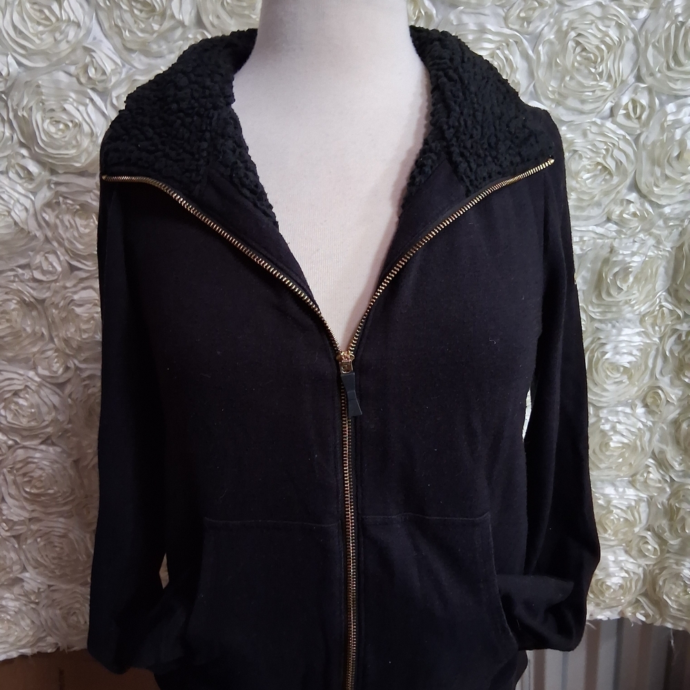 Kate Spade Black Teddy Jacket with Sherpa Collar